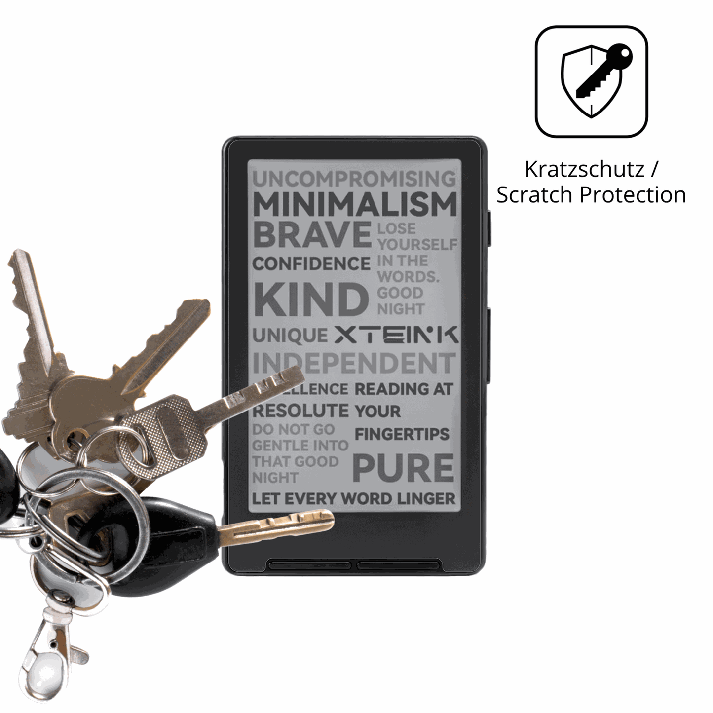 Schutz gegen Kratzer auf dem Xteink X4 eReader Glas durch Schlüssel oder Ähnliches