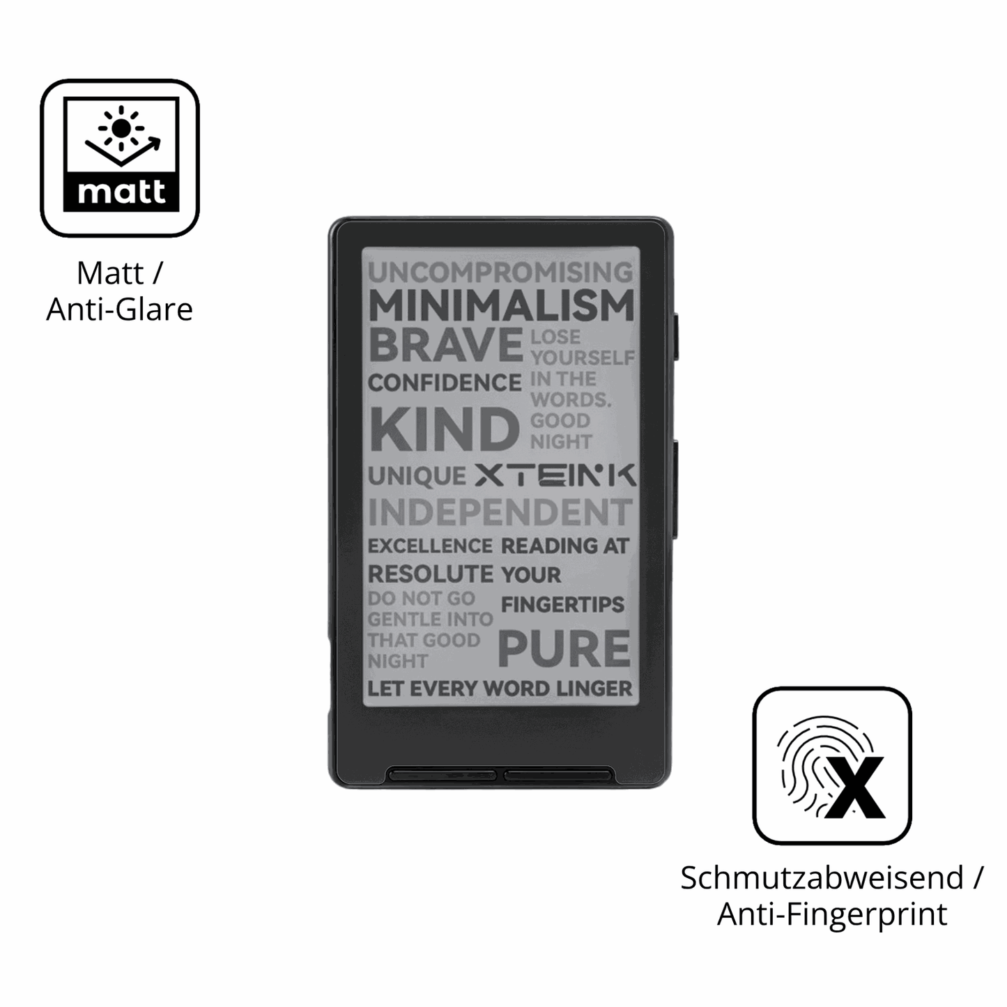 Dünne und entspiegelnde Folie passend zugeschnitten für Xteink X4 eReader