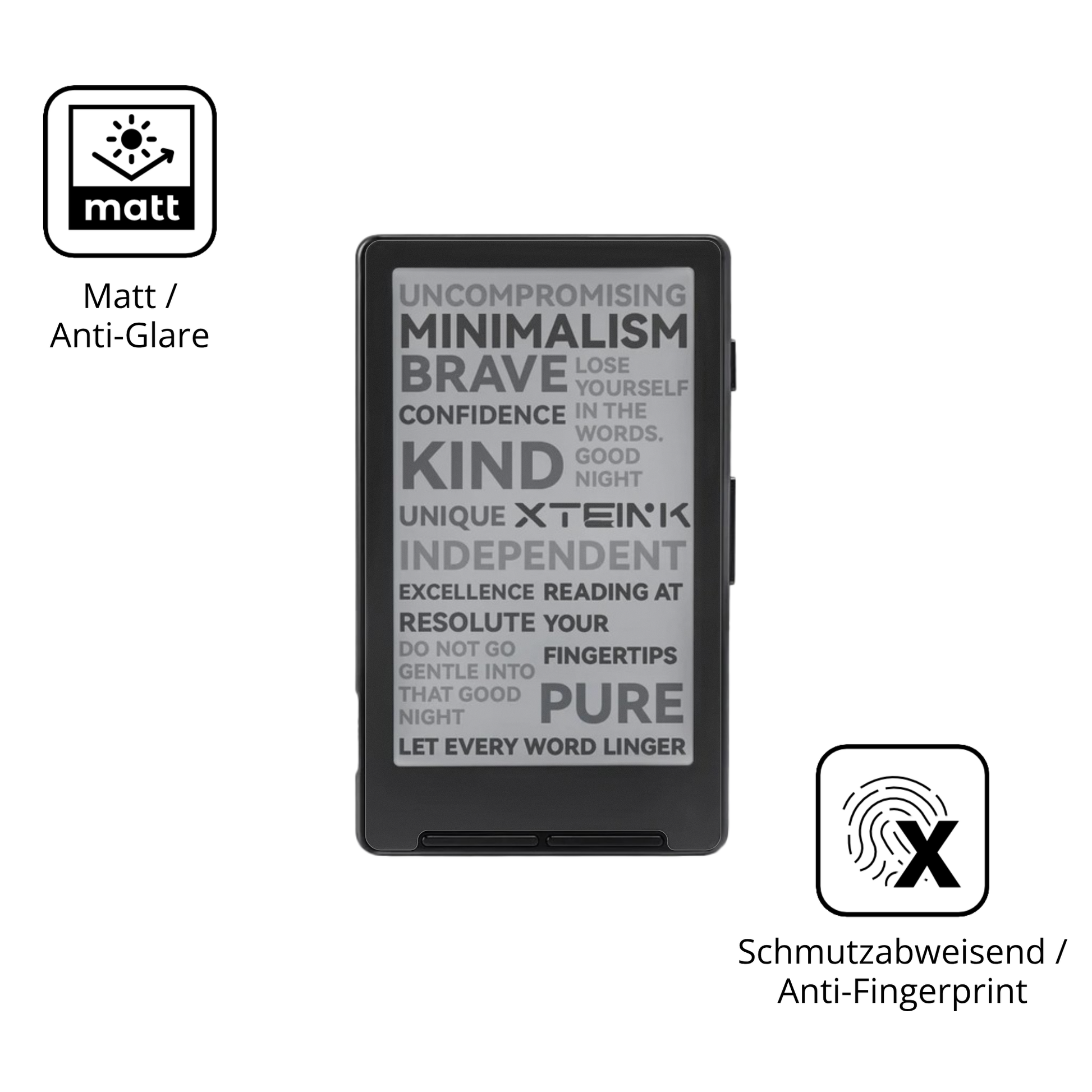 Dünne und entspiegelnde Folie passend zugeschnitten für Xteink X4 eReader
