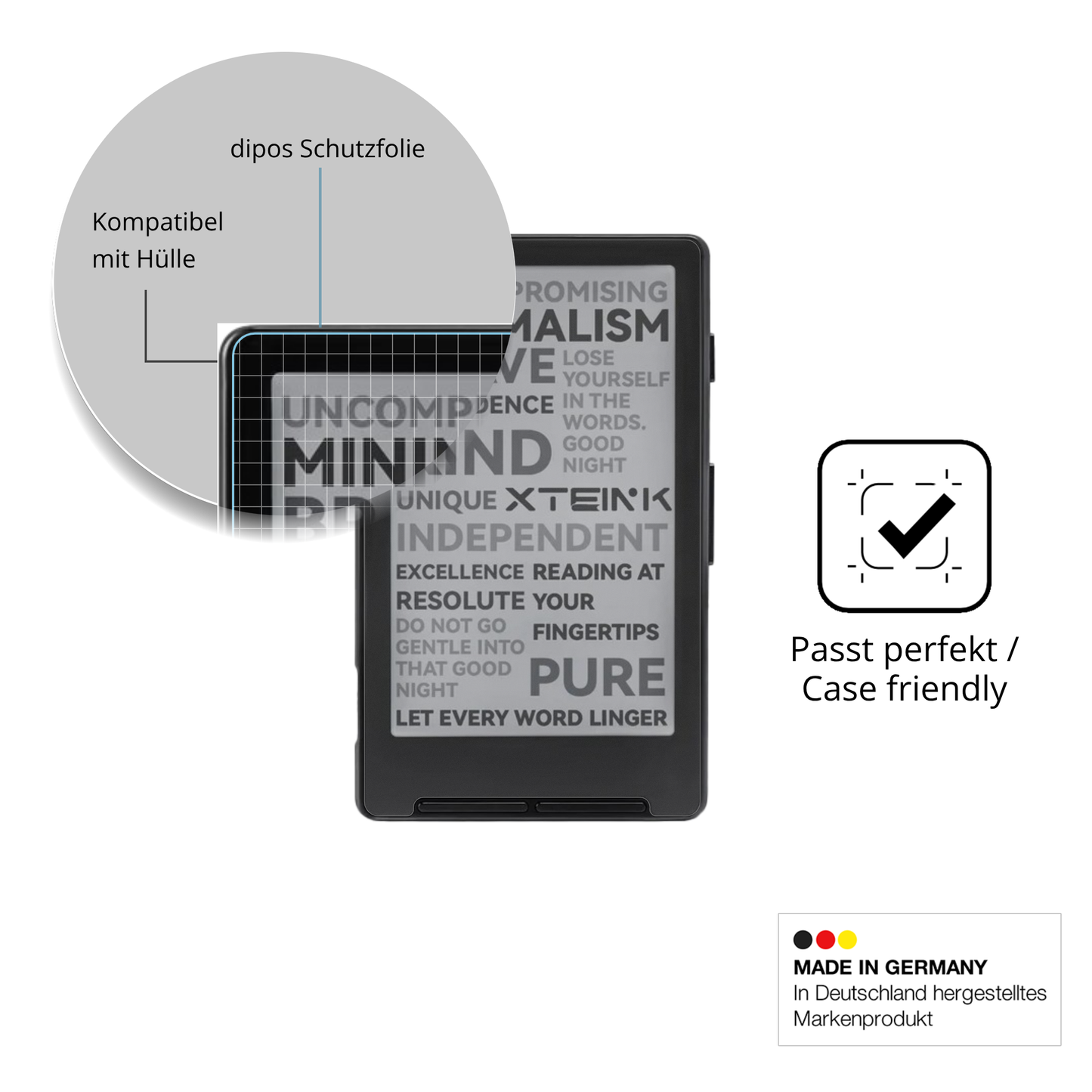 Schutzfolie mit optimaler Passform, zur Verwendung mit Hüllen geeignet