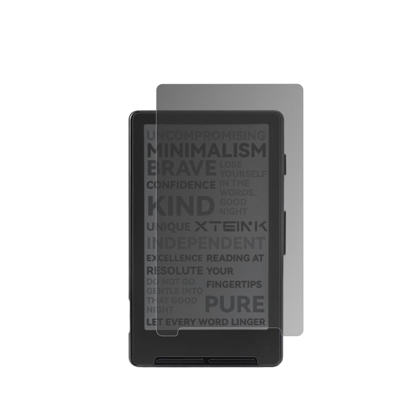 XteinkX4 eReader mit aufgebrachtem dipos Displayschutz, der seitliche Einblicke blockiert