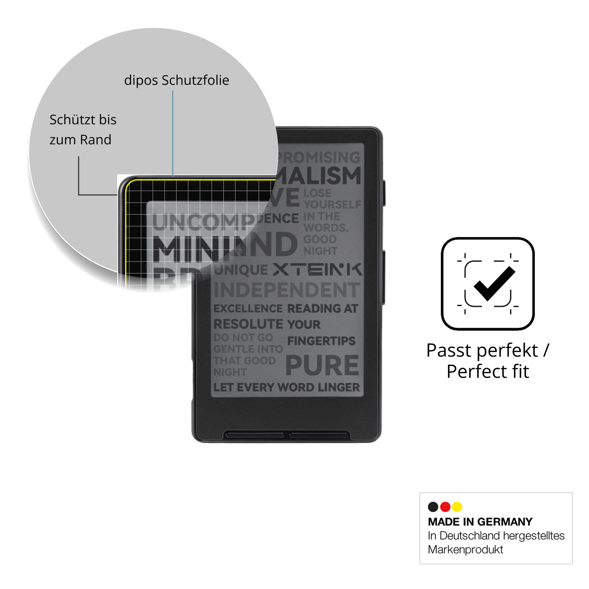 Schutz gegen Kratzer auf dem Xteink X4 eReader Glas durch Schlüssel oder Ähnliches