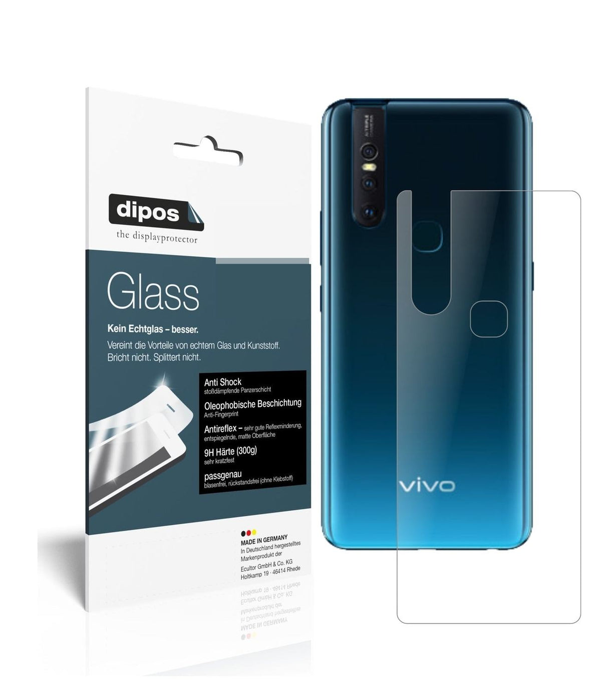 dipos 1x 9H Matte Screen Protector for Vivo V15 Pro Rückseite