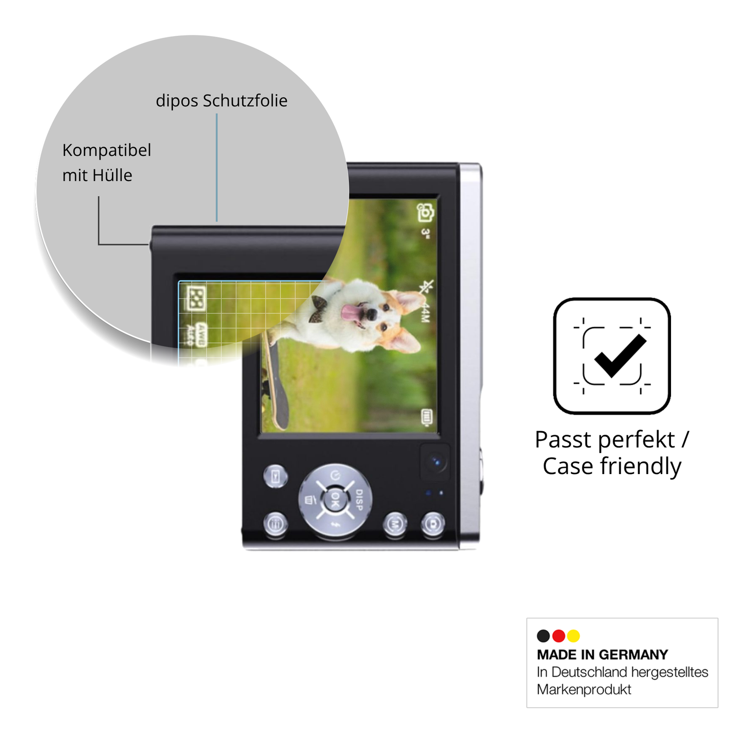 Schutzfolie mit optimaler Passform, zur Verwendung mit Hüllen geeignet