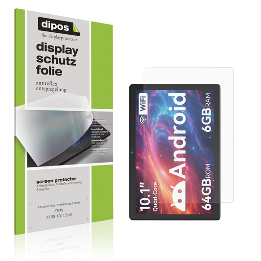 Matte Displayschutzfolie von dipos passend für yictyx108 10.1 zoll, präziser Zuschnitt und blasenfrei montiert