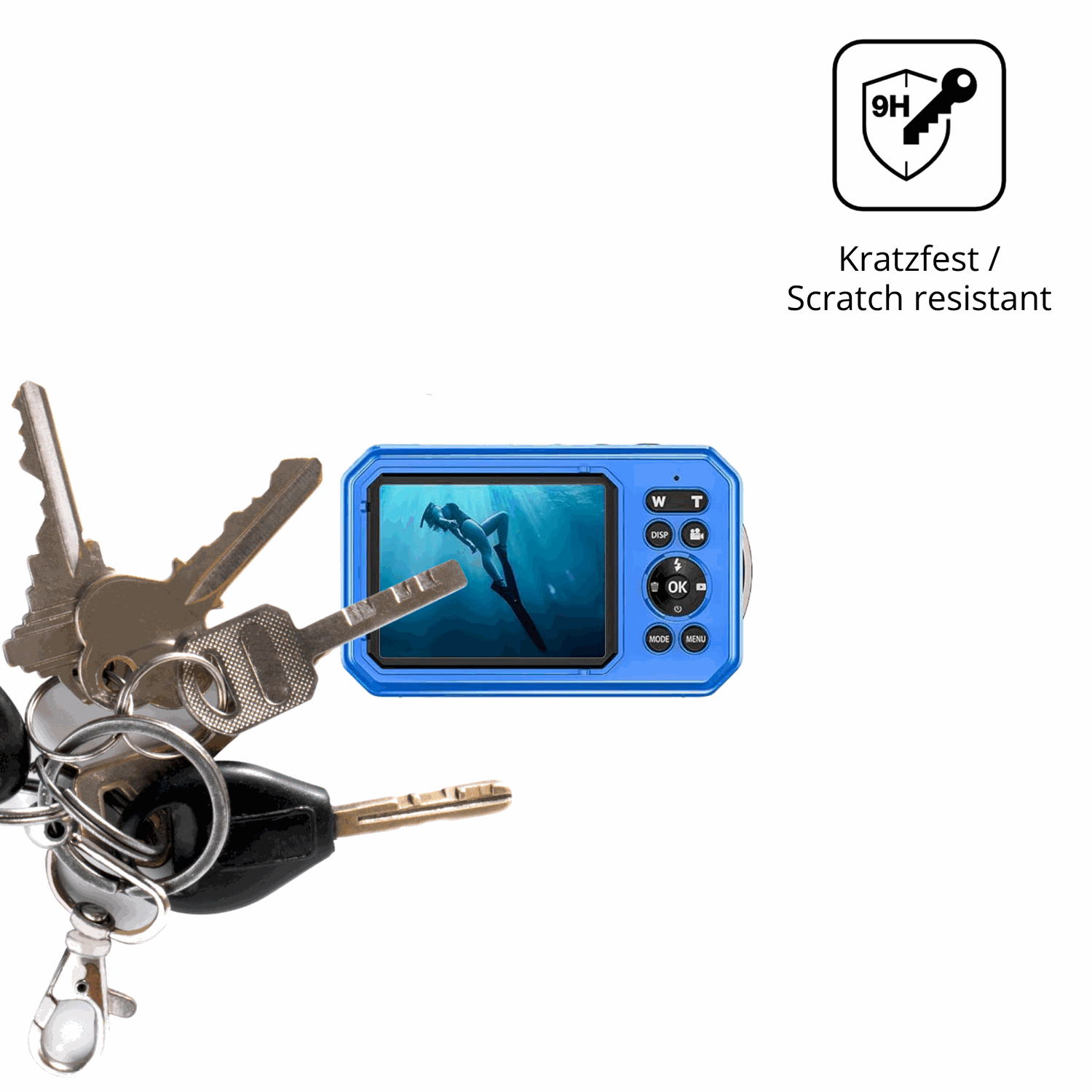dipos Displayschutz für Yixinxin UP019BU01 Unterwasserkamera, transparente Oberfläche, perfekte Passform auch für die Rundungen