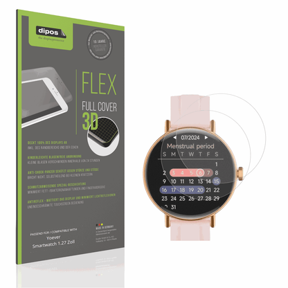 Matte Displayschutzfolie von dipos passend für Yoever Smartwatch 1.27 Zoll, 100% Displayabdeckung und blasenfreie Montage