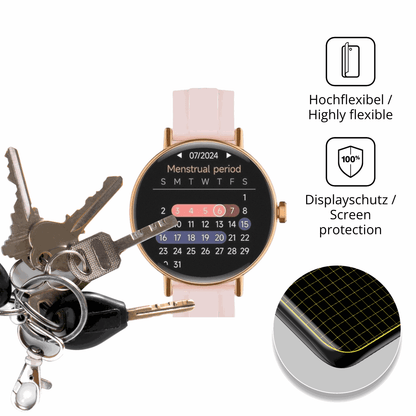 dipos Displayschutz für Yoever Smartwatch 1.27 Zoll, transparente Oberfläche, perfekte Passform auch für die Rundungen