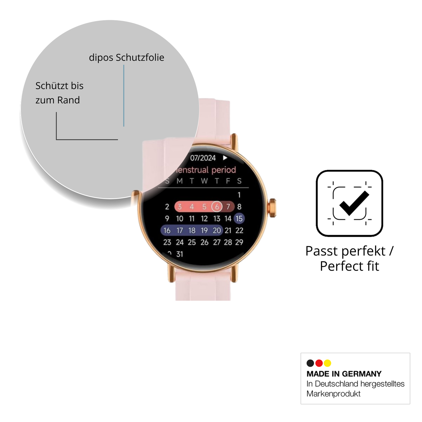 Schutzfolie mit optimaler Passform, zur Verwendung mit Hüllen geeignet