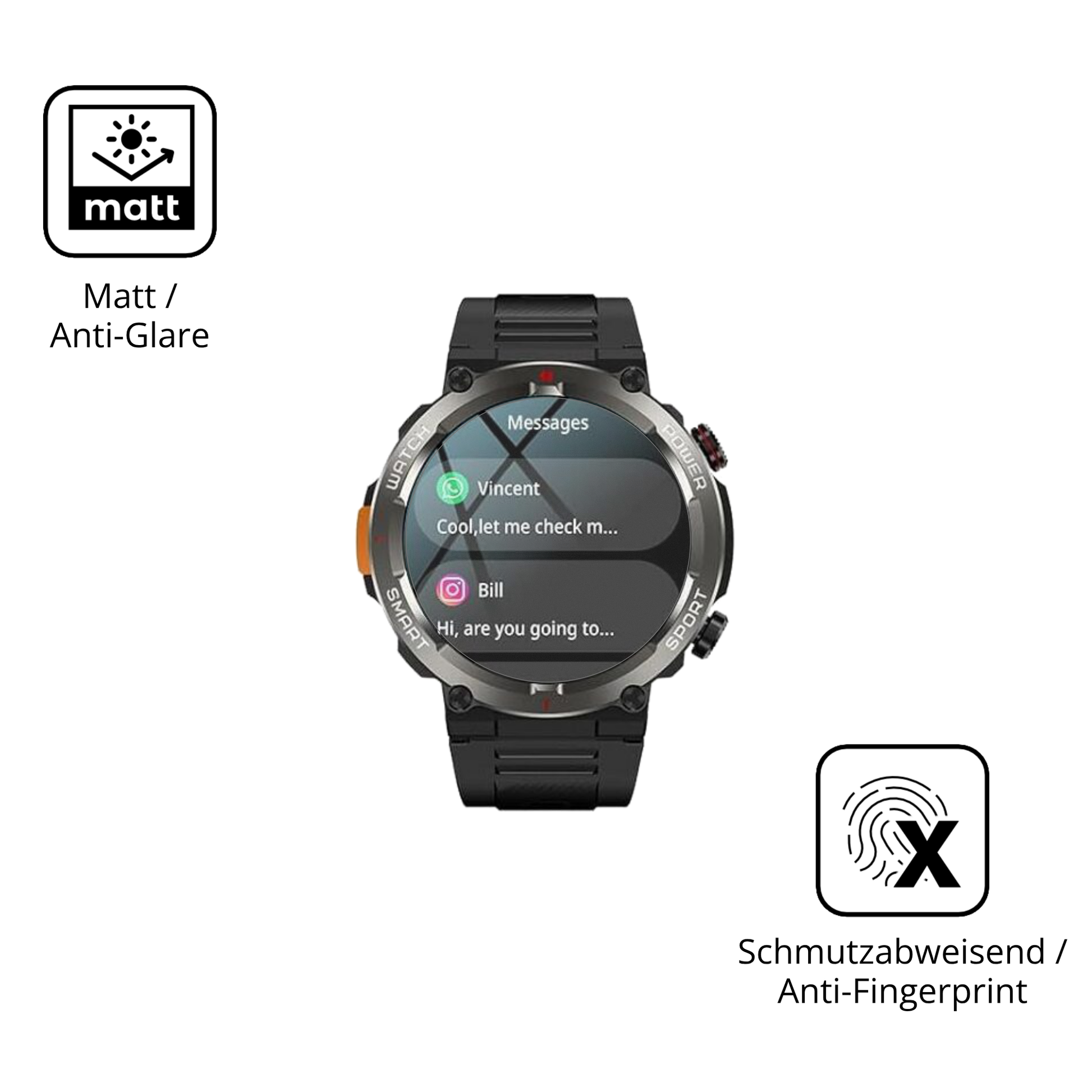 Dünne und entspiegelnde Folie passend zugeschnitten für Yxtel W50 Pro