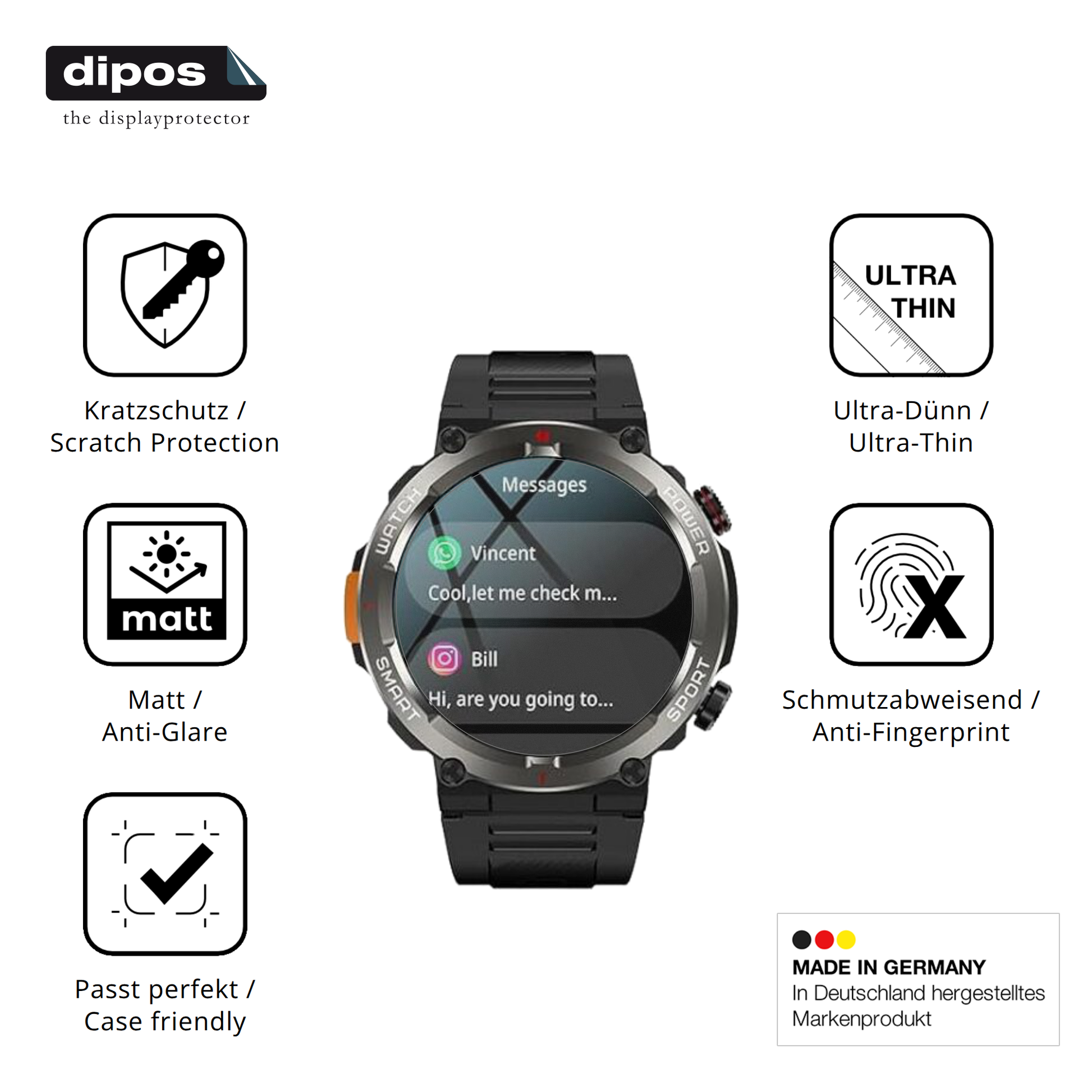 Displayschutz hergestellt in Deutschland, höchste Qualität made in Germany