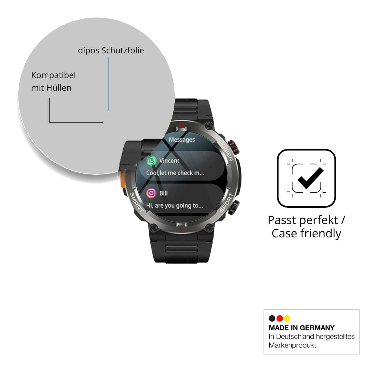Schutzfolie mit optimaler Passform, zur Verwendung mit Hüllen geeignet