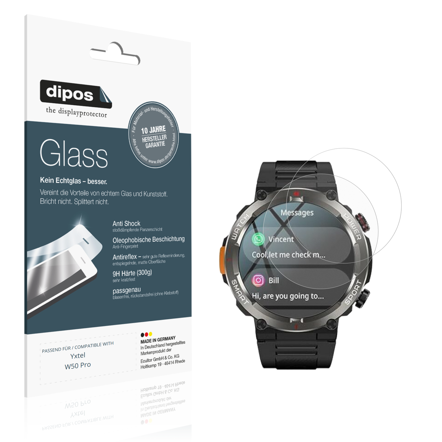 Matte Displayschutzfolie von dipos passend für Yxtel W50 Pro, 9H kratzfest und blasenfrei montiert