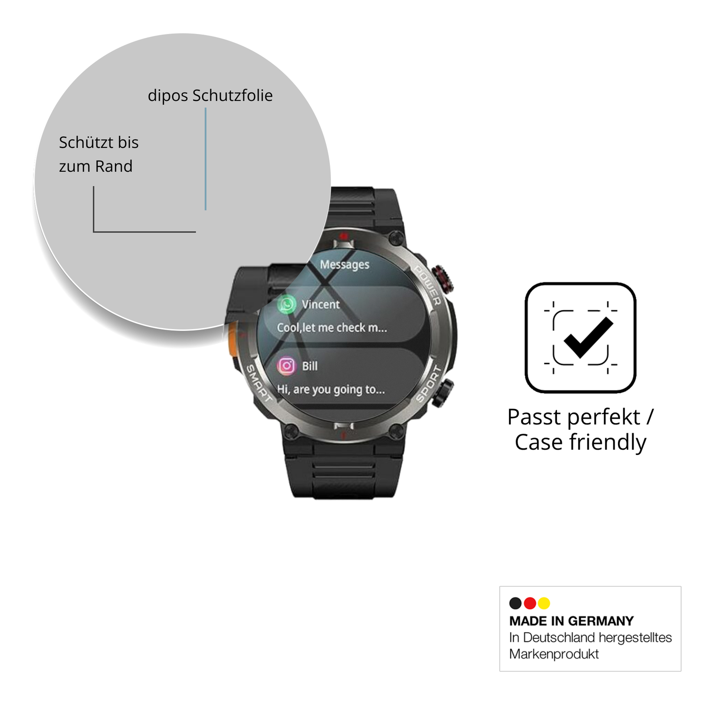 Schutzglasfolie mit optimaler Passform, zur Verwendung mit Hüllen geeignet
