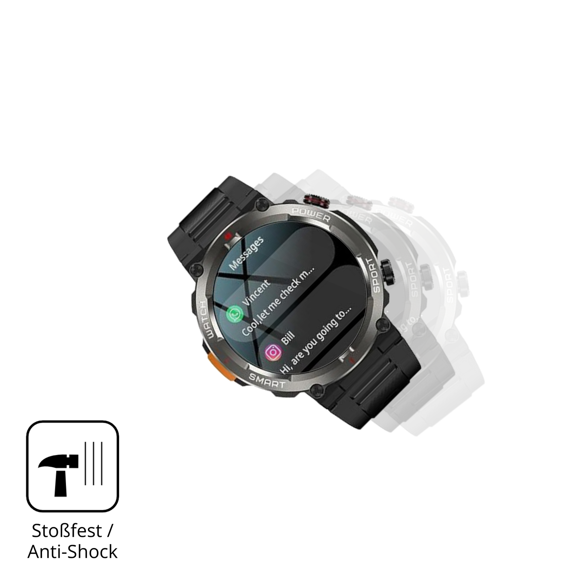 Schutz gegen Kratzer auf dem Yxtel W50 Pro Glas durch Schlüssel, Stöße gegen die Tischkante oder Stürze