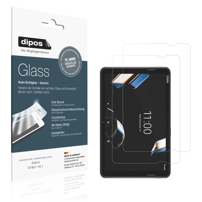 Klare Displayschutzfolie von dipos passend für Zebra ET401 10.1, 9H kratzfest und blasenfrei montiert