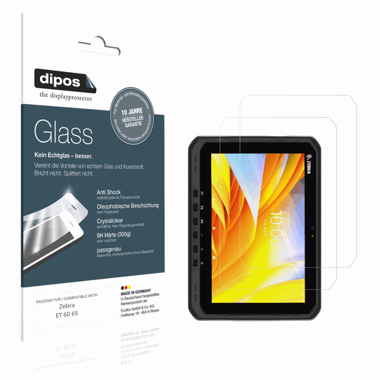 Klare Displayschutzfolie von dipos passend für Zebra ET 60 65, 9H kratzfest und blasenfrei montiert