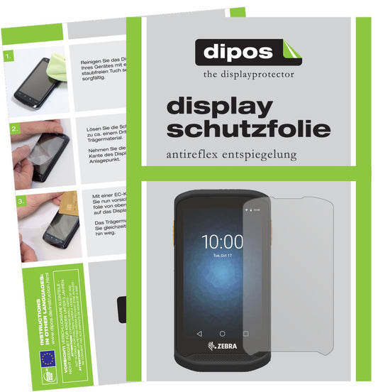 Matte Displayschutzfolie von dipos passend für Zebra TC20, präziser Zuschnitt und blasenfrei montiert