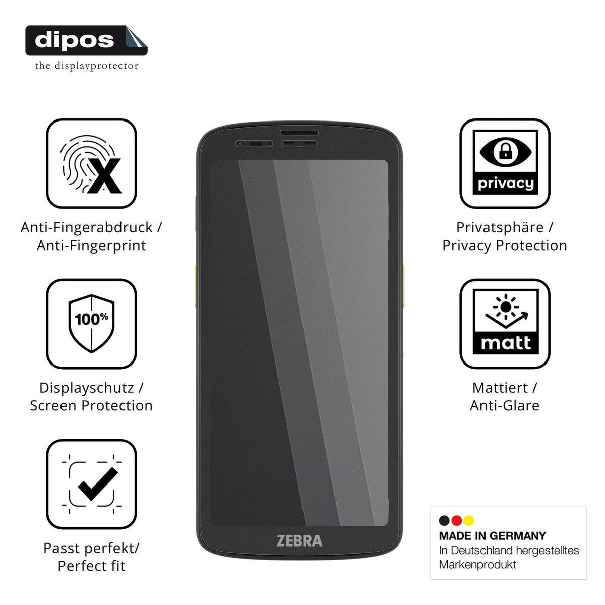Screen Protector for Zebra TC201 Privacy Filter 4-Way Protection dipos