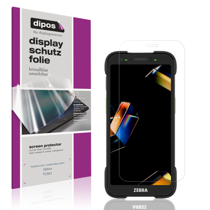 Klare Displayschutzfolie von dipos passend für Zebra TC501, präziser Zuschnitt und blasenfrei montiert