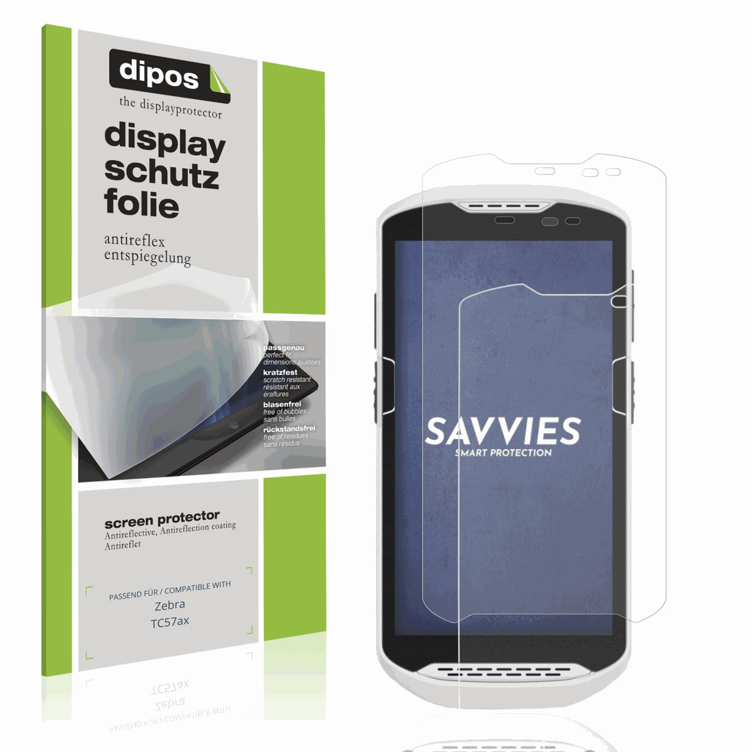 Matte Displayschutzfolie von dipos passend für Zebra TC57ax, präziser Zuschnitt und blasenfrei montiert