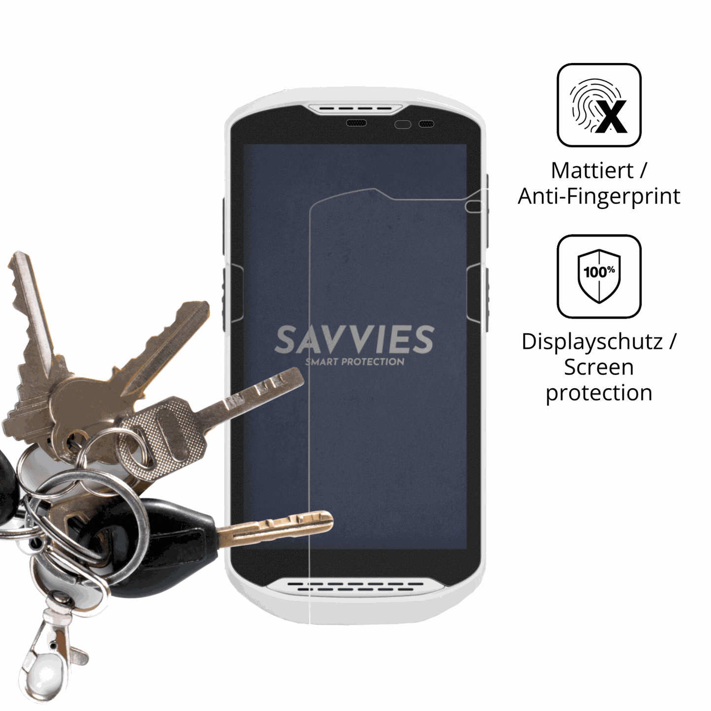 dipos Displayschutz für Zebra TC57ax, mattierte Oberfläche, Blickschutzfilter und perfekter Passform