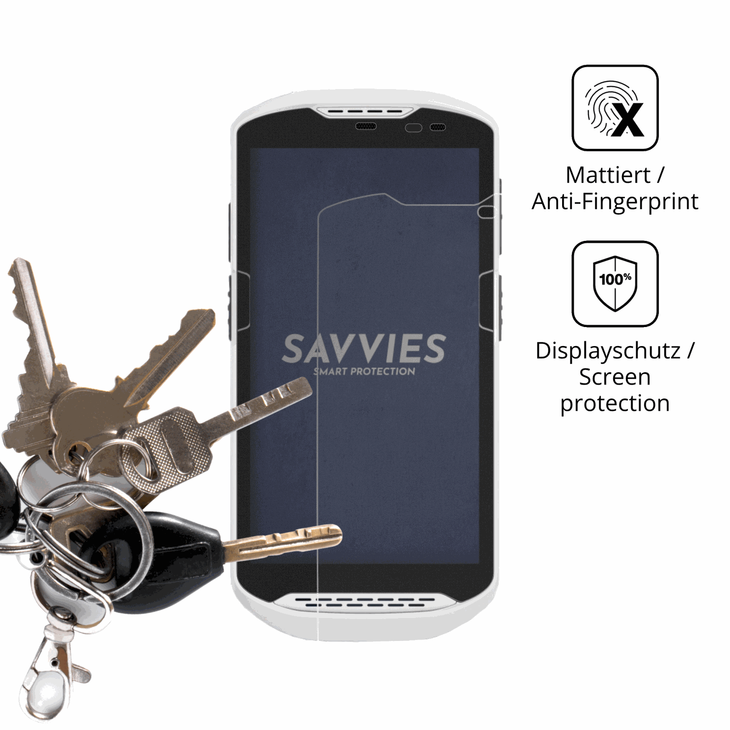 dipos Displayschutz für Zebra TC57ax, mattierte Oberfläche, Blickschutzfilter und perfekter Passform