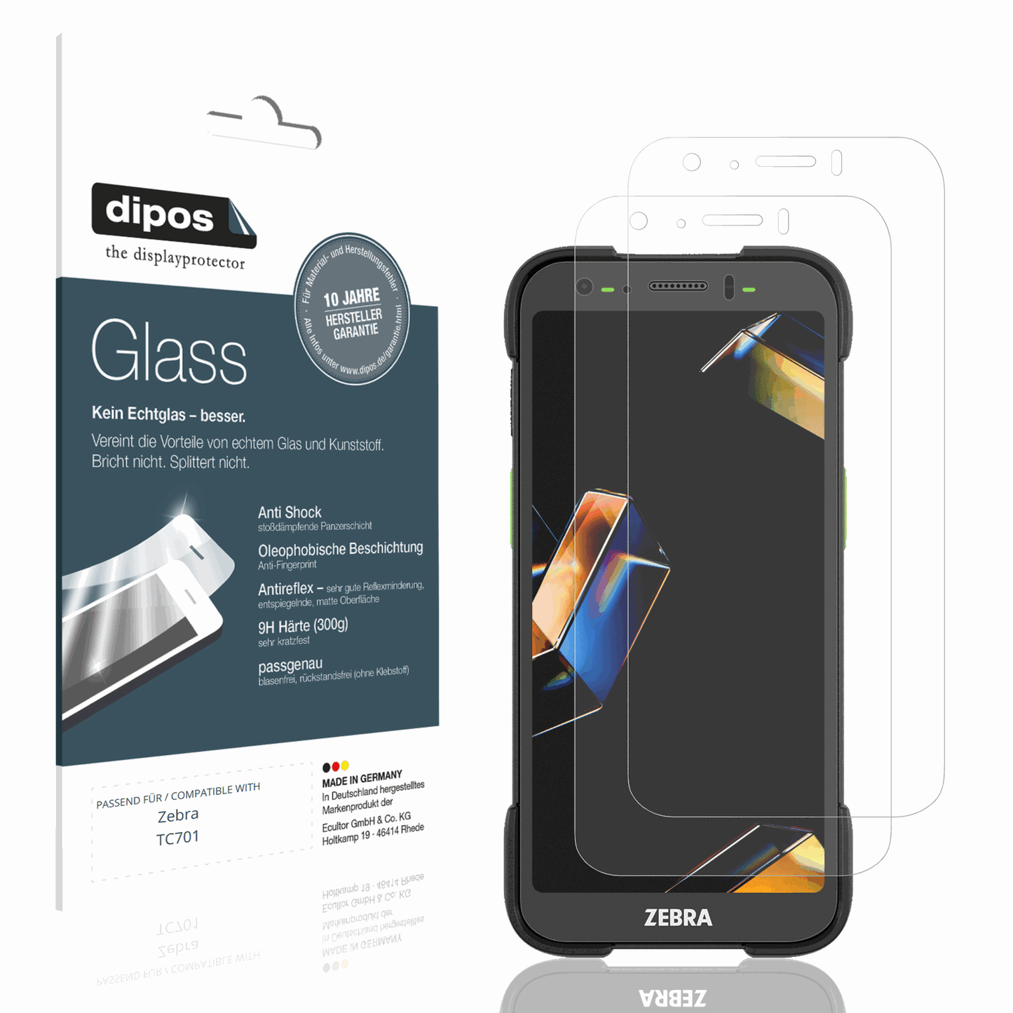 Matte Displayschutzfolie von dipos passend für Zebra TC701, 9H kratzfest und blasenfrei montiert