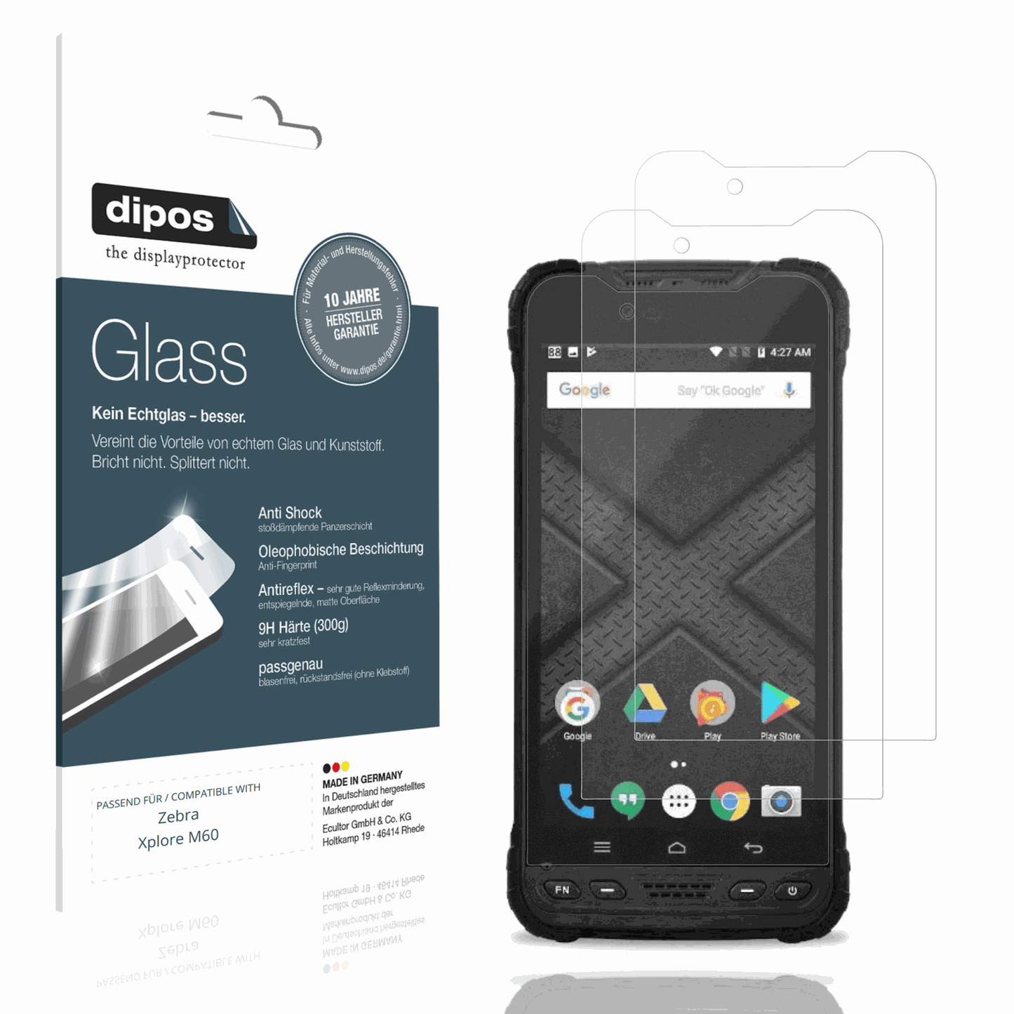 Matte Displayschutzfolie von dipos passend für Zebra Xplore M60, 9H kratzfest und blasenfrei montiert