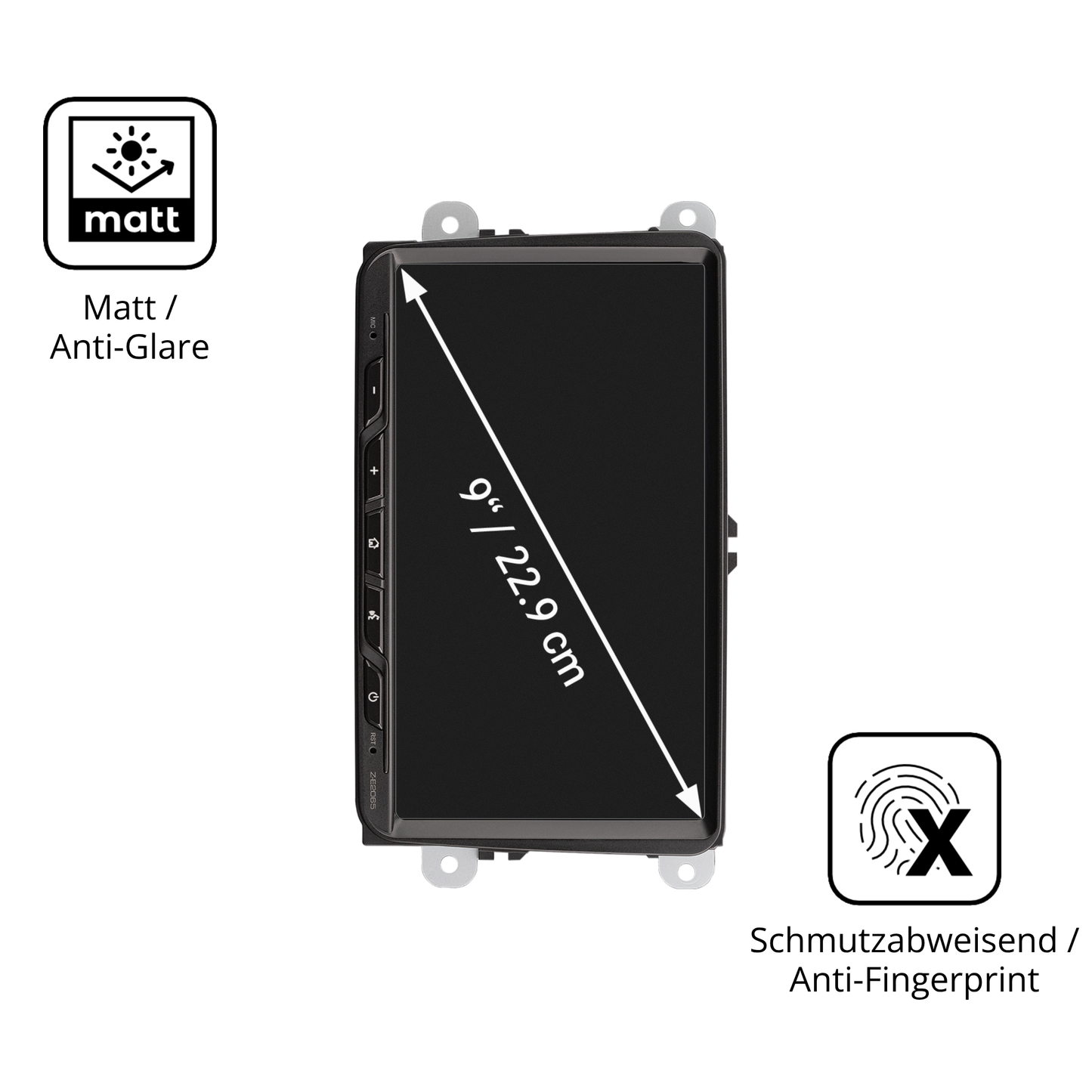 9H Hartbeschichtete, flexible Folie passend zugeschnitten für Zenec Z-E2065