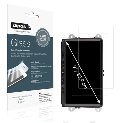 Klare Displayschutzfolie von dipos passend für Zenec Z-E2065, 9H kratzfest und blasenfrei montiert