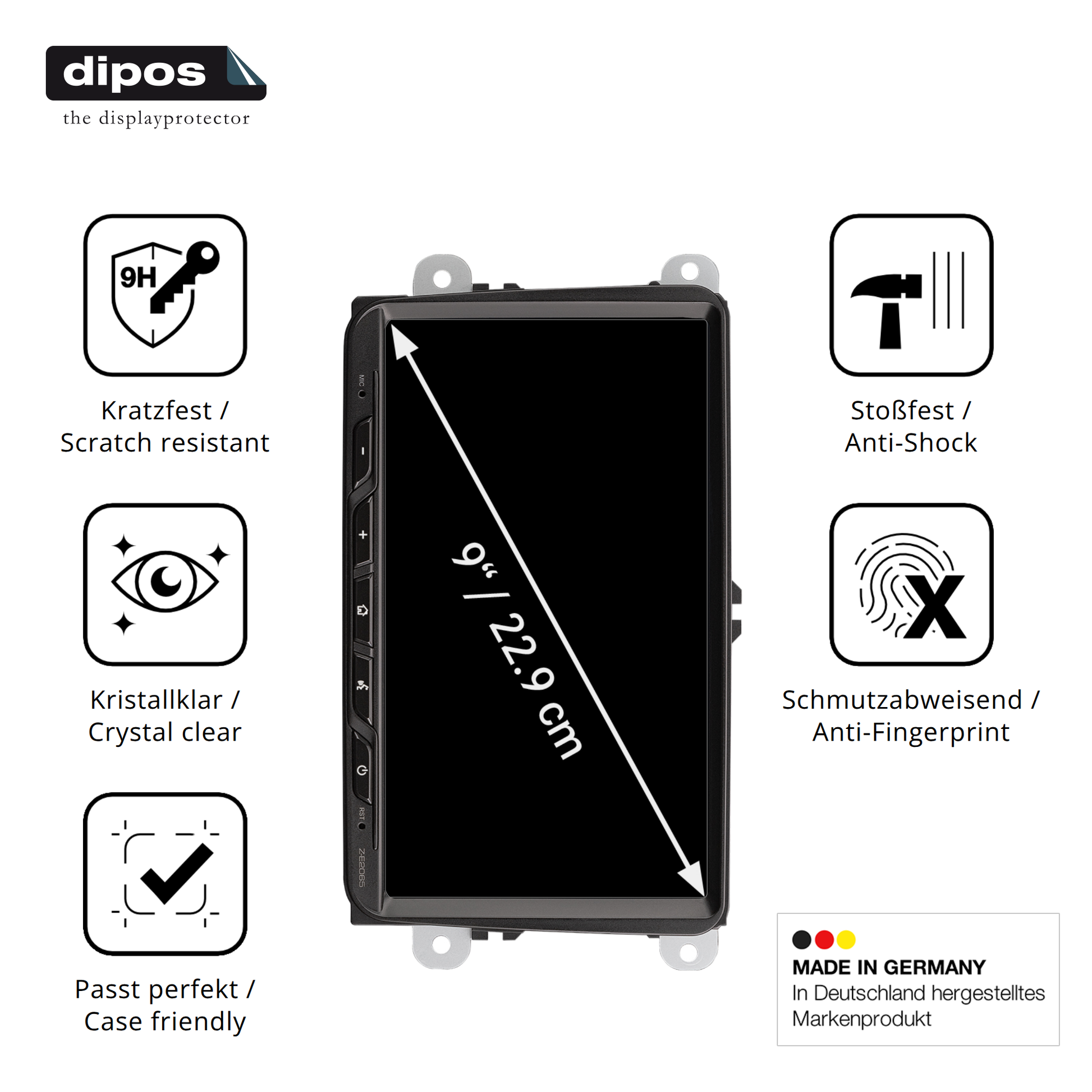 Displayschutz hergestellt in Deutschland, höchste Qualität made in Germany