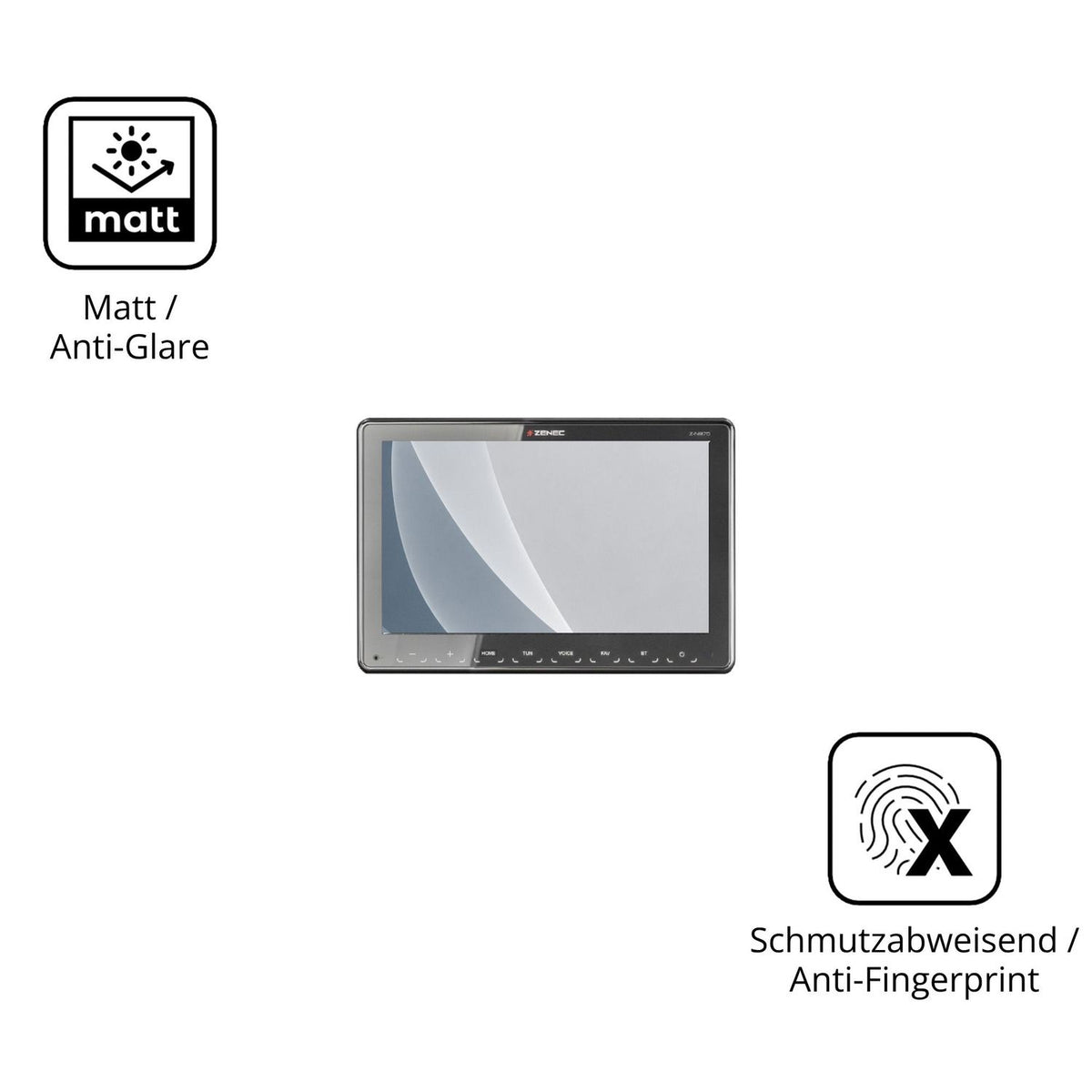 2x Screen Protector for Zenec Z-N975 matte Flexible Glass 9H dipos