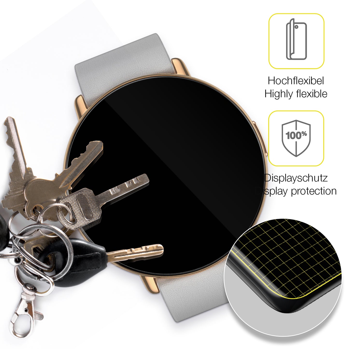 dipos Displayschutz für Zepp E Smartwatch, transparente Oberfläche, geringe Dicke und perfekte Passform