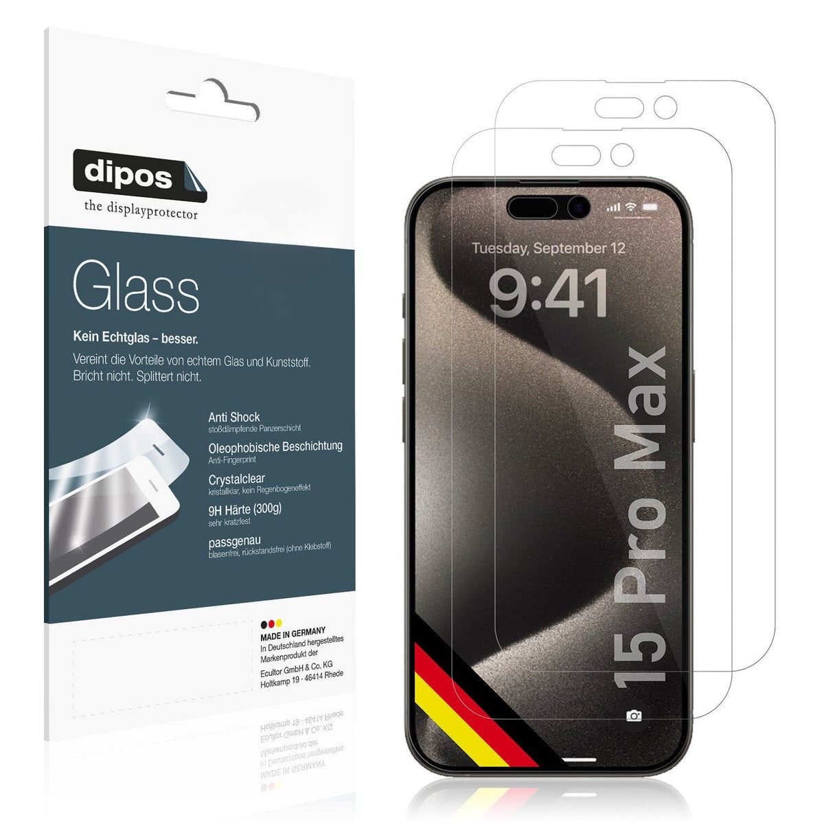 dipos 1x 9H Clear Screen Protector for Apple iPhone 15 Pro Max