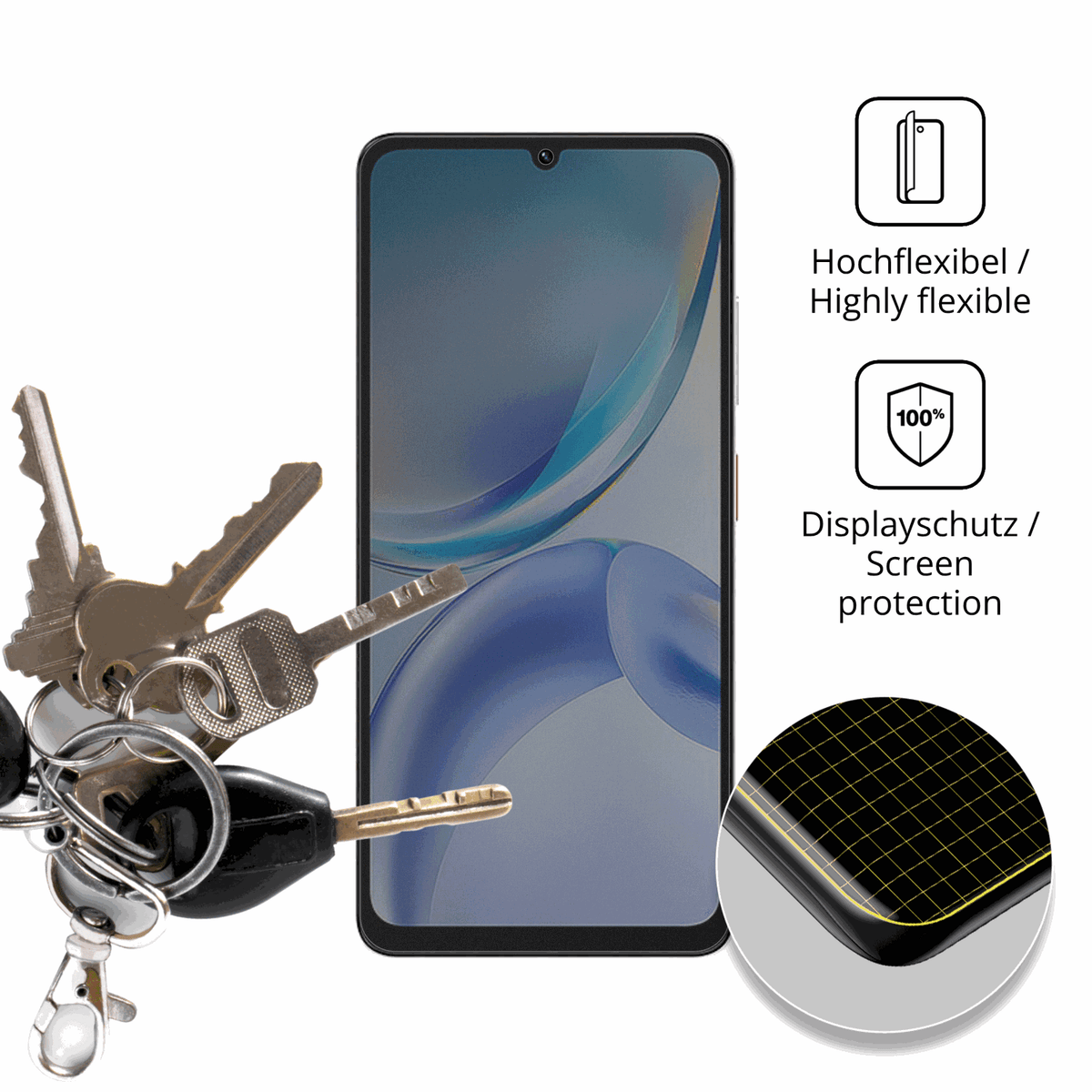 dipos Displayschutz für ZTE Blade A36, mit Blickschutzfilter und perfekter Passform auch für die Rundungen