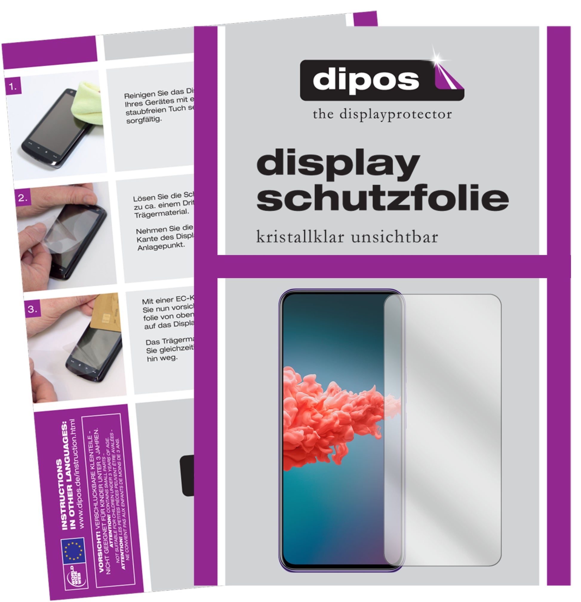 Klare Displayschutzfolie von dipos passend für ZTE A20 5G, präziser Zuschnitt und blasenfrei montiert