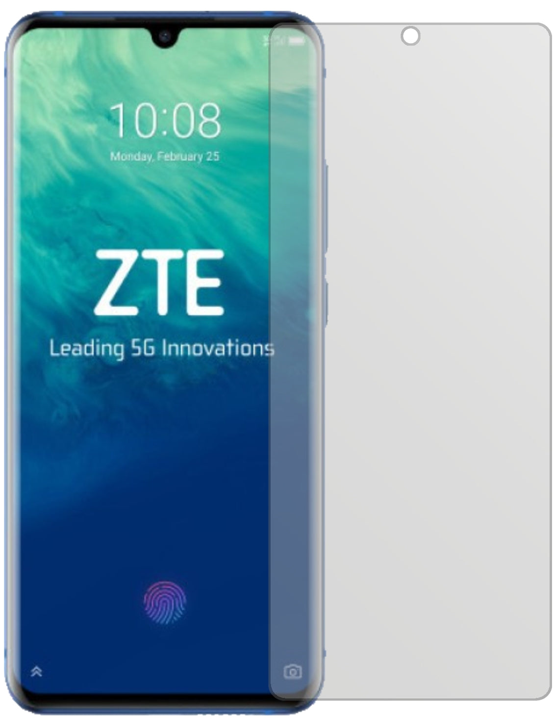 ZTEAxon 10s Pro 5G mit aufgebrachter dipos Displayschutzfolie, die lästige Fingerabdrücke minimiert