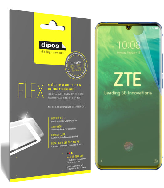 Klare Displayschutzfolie von dipos passend für ZTE Axon 10s Pro 5G, 100% Displayabdeckung und blasenfreie Montage