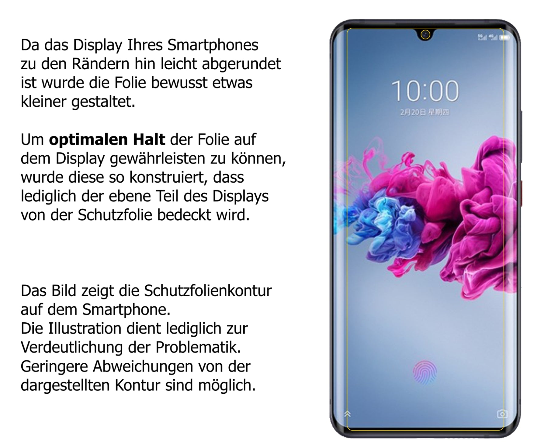 Schutzfolie mit optimaler Passform, zur Verwendung mit Hüllen geeignet