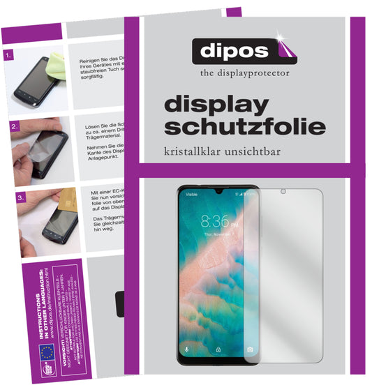 Klare Displayschutzfolie von dipos passend für ZTE Blade 10 Prime, präziser Zuschnitt und blasenfrei montiert