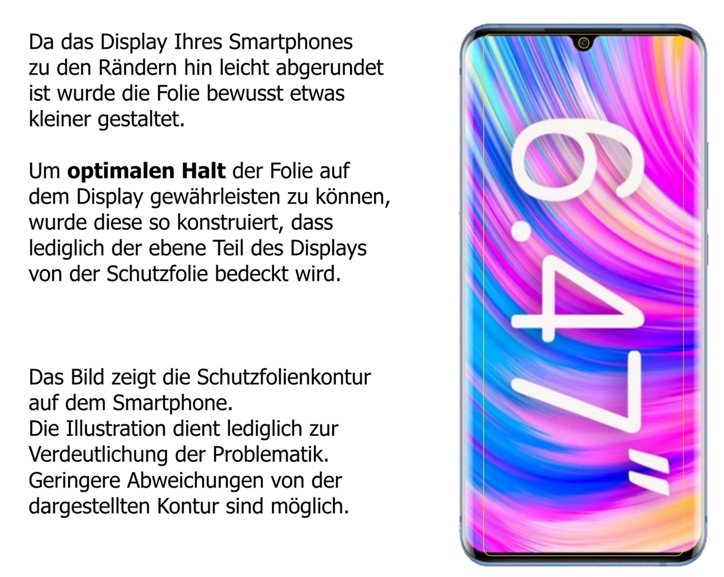 Schutzfolie mit optimaler Passform, zur Verwendung mit Hüllen geeignet