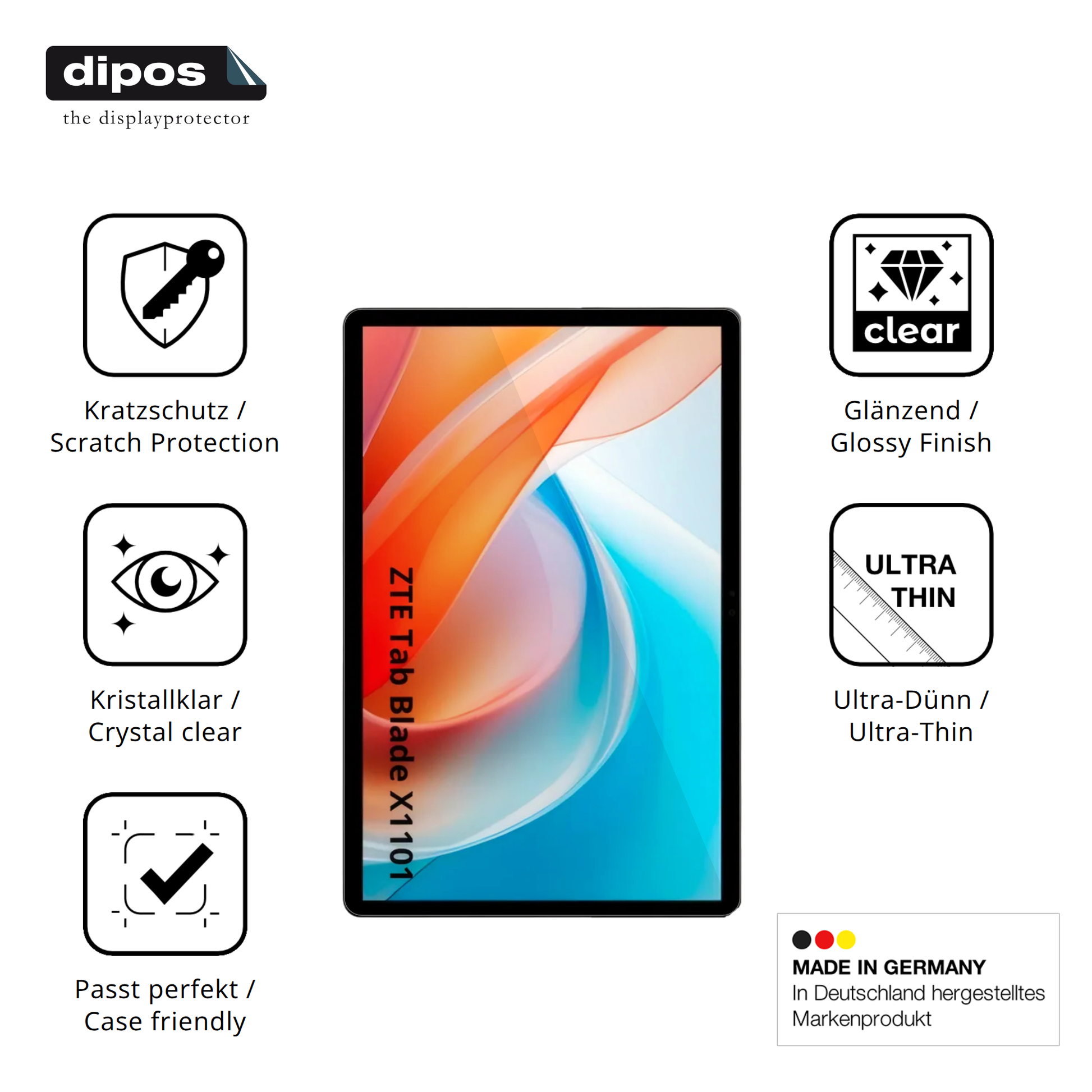 Displayschutz hergestellt in Deutschland, höchste Qualität made in Germany
