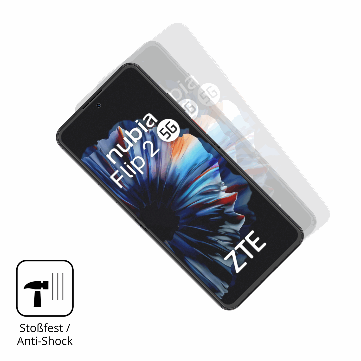 Schutz gegen Kratzer auf dem ZTE Nubia Flip 2 5G Glas durch Schlüssel, Stöße gegen die Tischkante oder Stürze