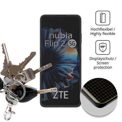 dipos Displayschutz für ZTE Nubia Flip 2 5G, mit Blickschutzfilter und perfekter Passform auch für die Rundungen