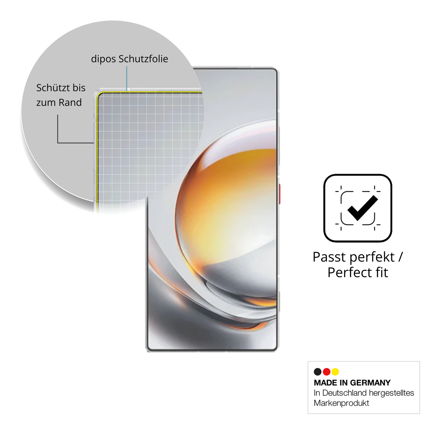 Besonders flexibler Displayschutz mit Anti-Shock-Schicht im Materialmix