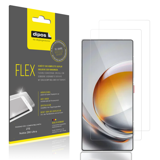 Klare Displayschutzfolie von dipos passend für ztenubia z80 ultra, 100% Displayabdeckung und blasenfreie Montage